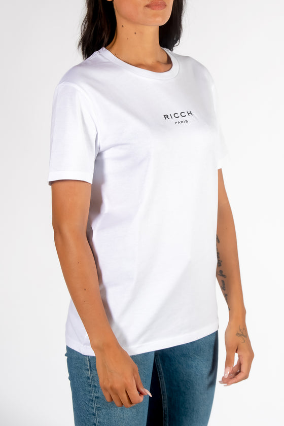 T-shirt femme en jersey de coton à motif imprimé (BLANC)